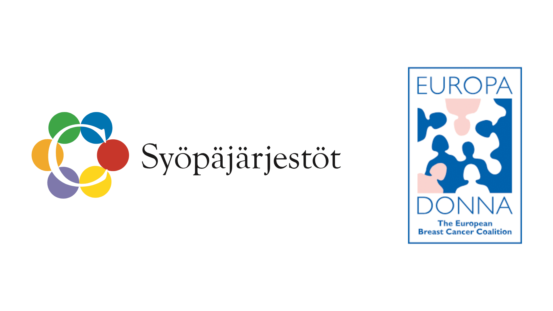 Syöpäjärjestöjen logo sekä kansainvälisen Europa Donna -organisaation logo